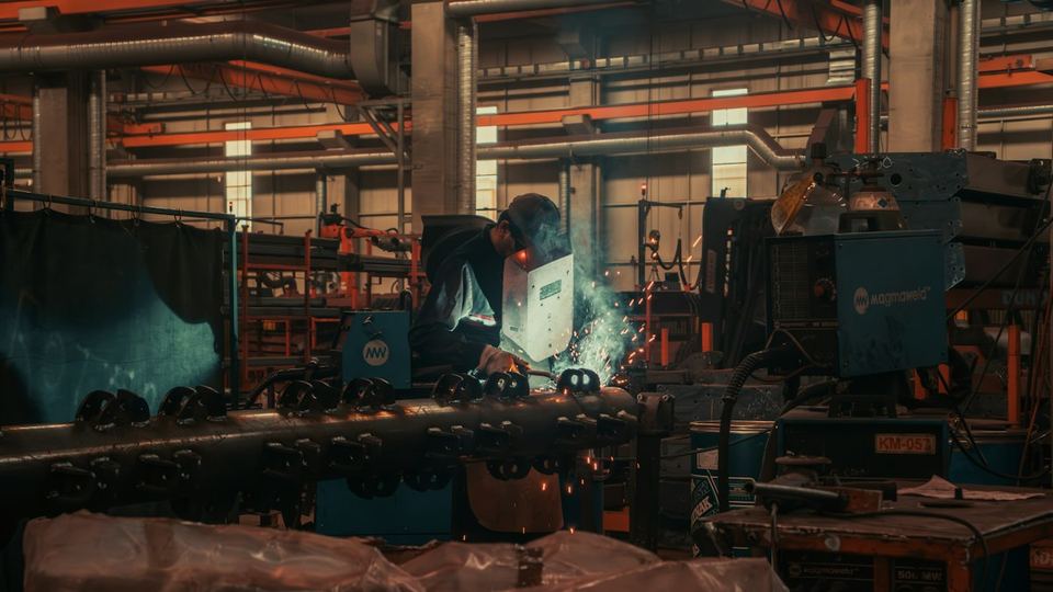 Welding on a manufacturing floor